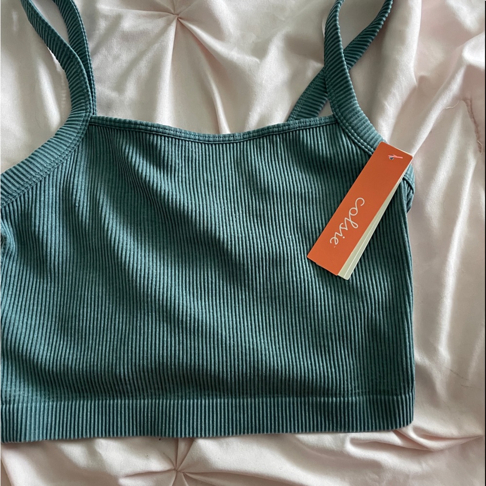 target (colsie) sea blue ribbed crop top